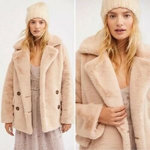 Free People Kate Faux Fur Blush Apricot size M NWT